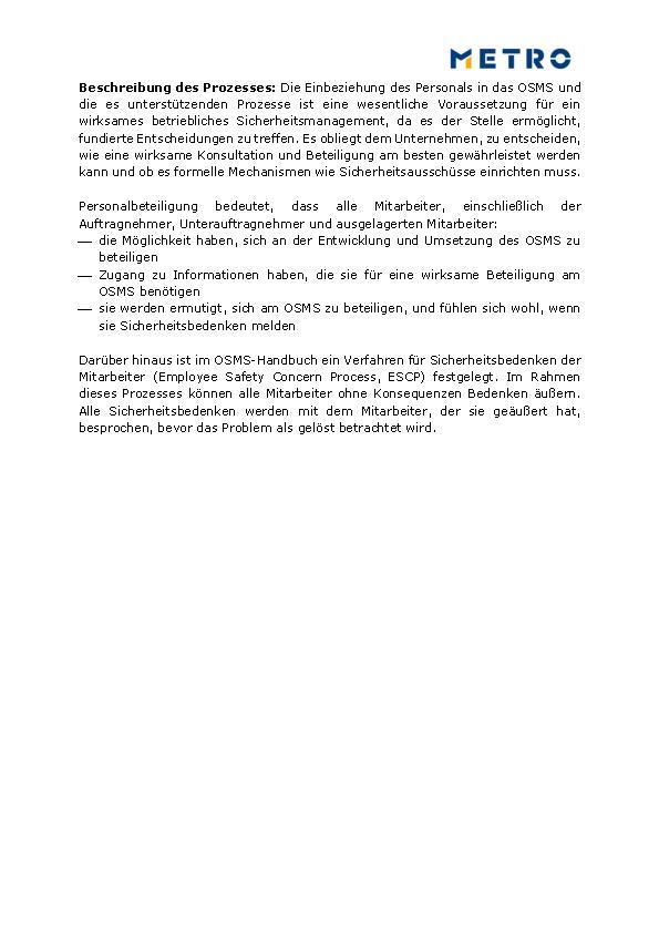 OHS Einbeziehung des Personals (403-4a)