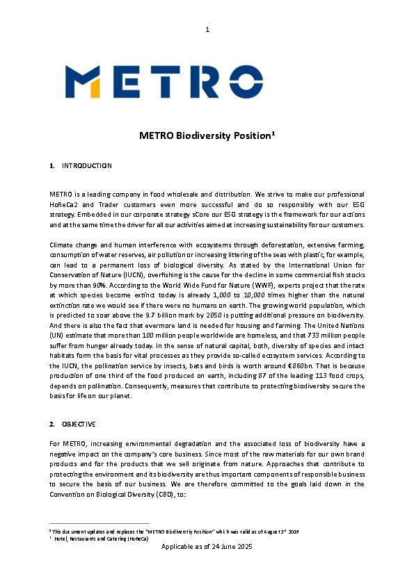 Biodiversity Position (Englisch)