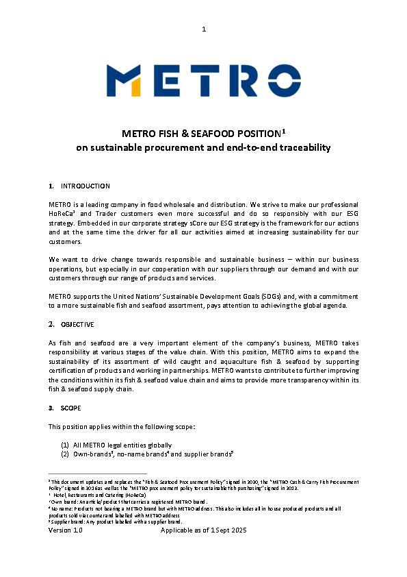 Fish & Seafood Position (Englisch)