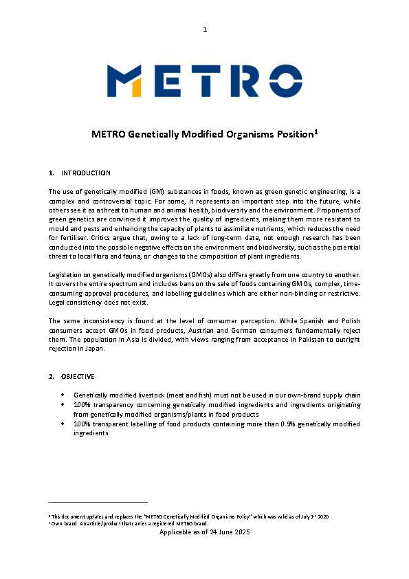 Genetically Modified Organisms Position (English)