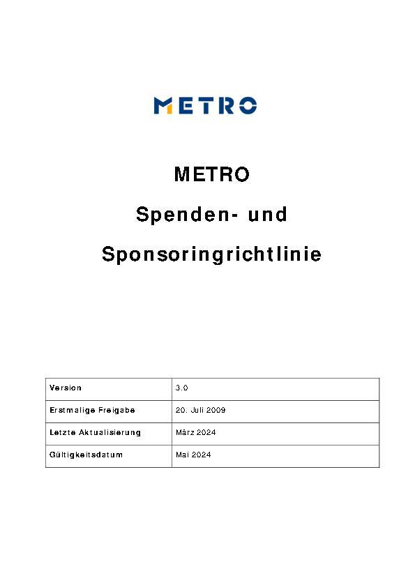 METRO Richtlinie Spenden und Sponsoring
